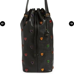 ❤️ ✨ SAINT LAURENT Large Rivage Heart Studs Leather Bucket Bag ✨ Used Once